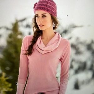 Sundance thermal knit cowl neck with moto cuff top